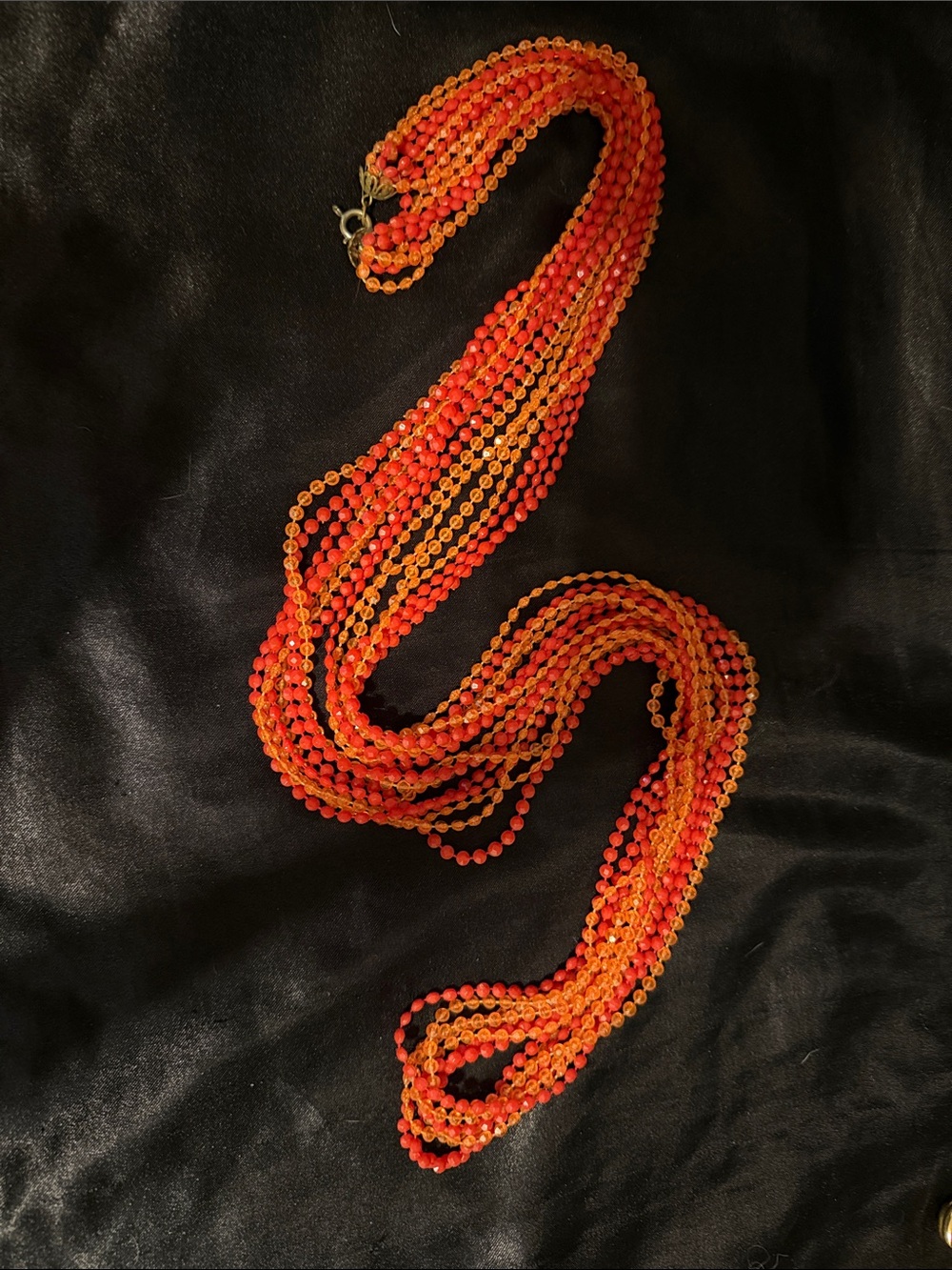 Handmade Orange & Red Multi-Strand Beaded Necklace - Women Jewelry